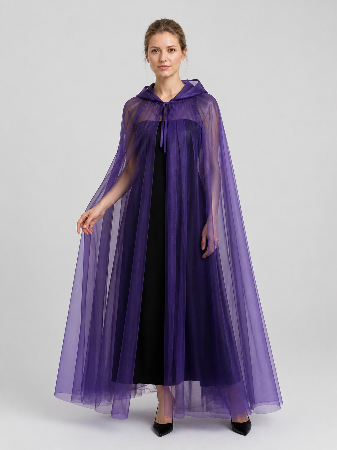 Black Mesh Hooded Death Cloak for Halloween Costume Capes detail