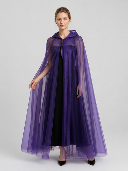 Black Mesh Hooded Death Cloak for Halloween Costume Capes detail