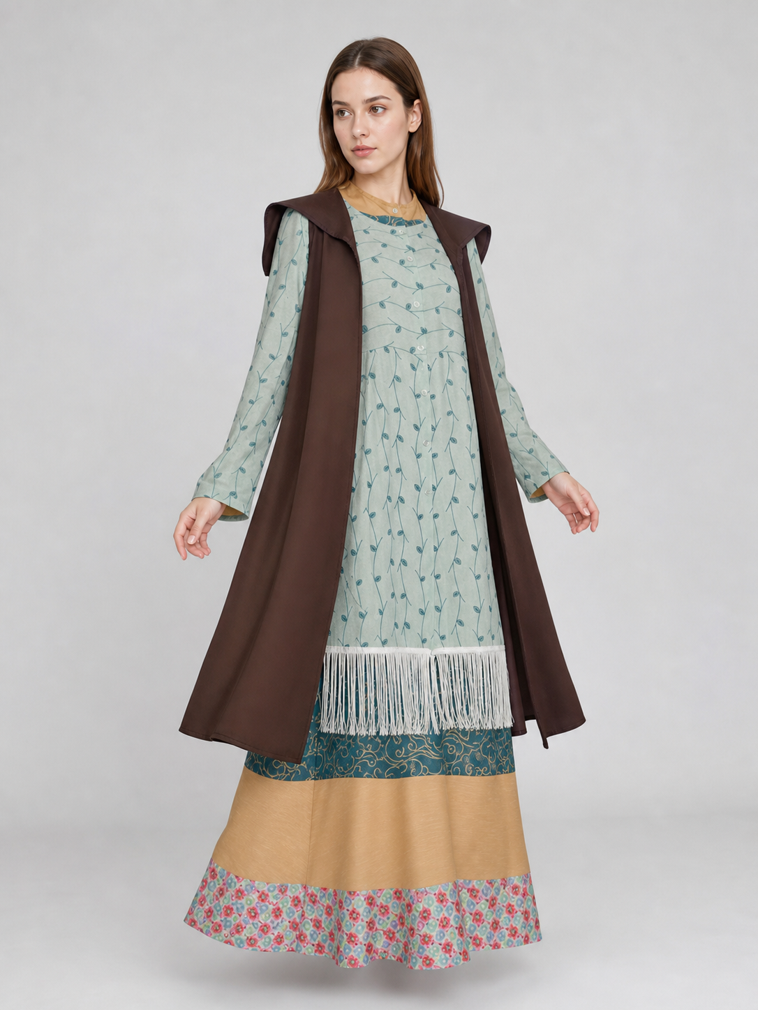 Sybill Trelawney Cosplay Costume, Fringed Dress