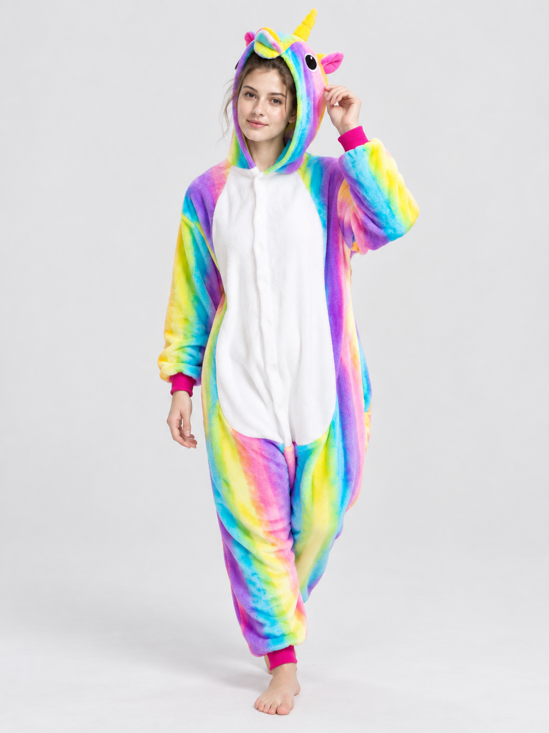 Flannel Hooded Unicorn Pajama Jumpsuit