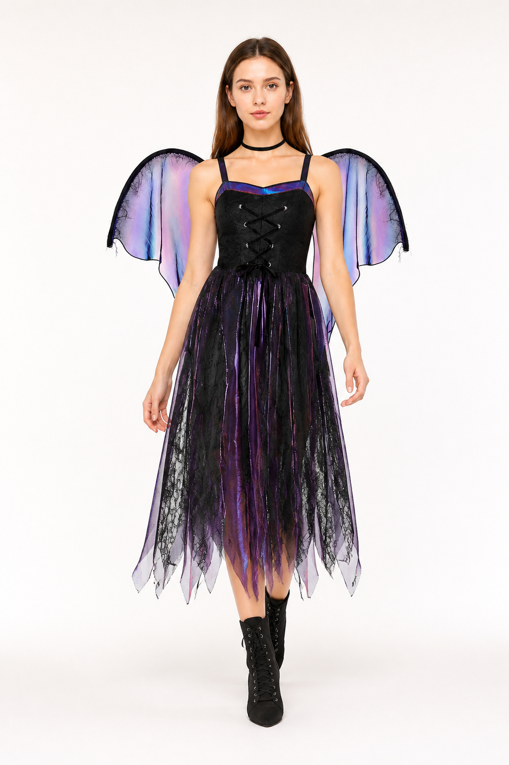 Long Gothic Dress with Wing Sleeves Costume Dresses detail 2