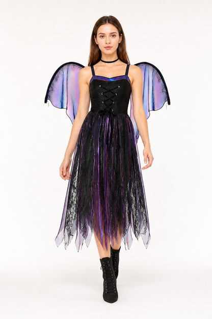 Long Gothic Dress with Wing Sleeves Costume Dresses detail 2