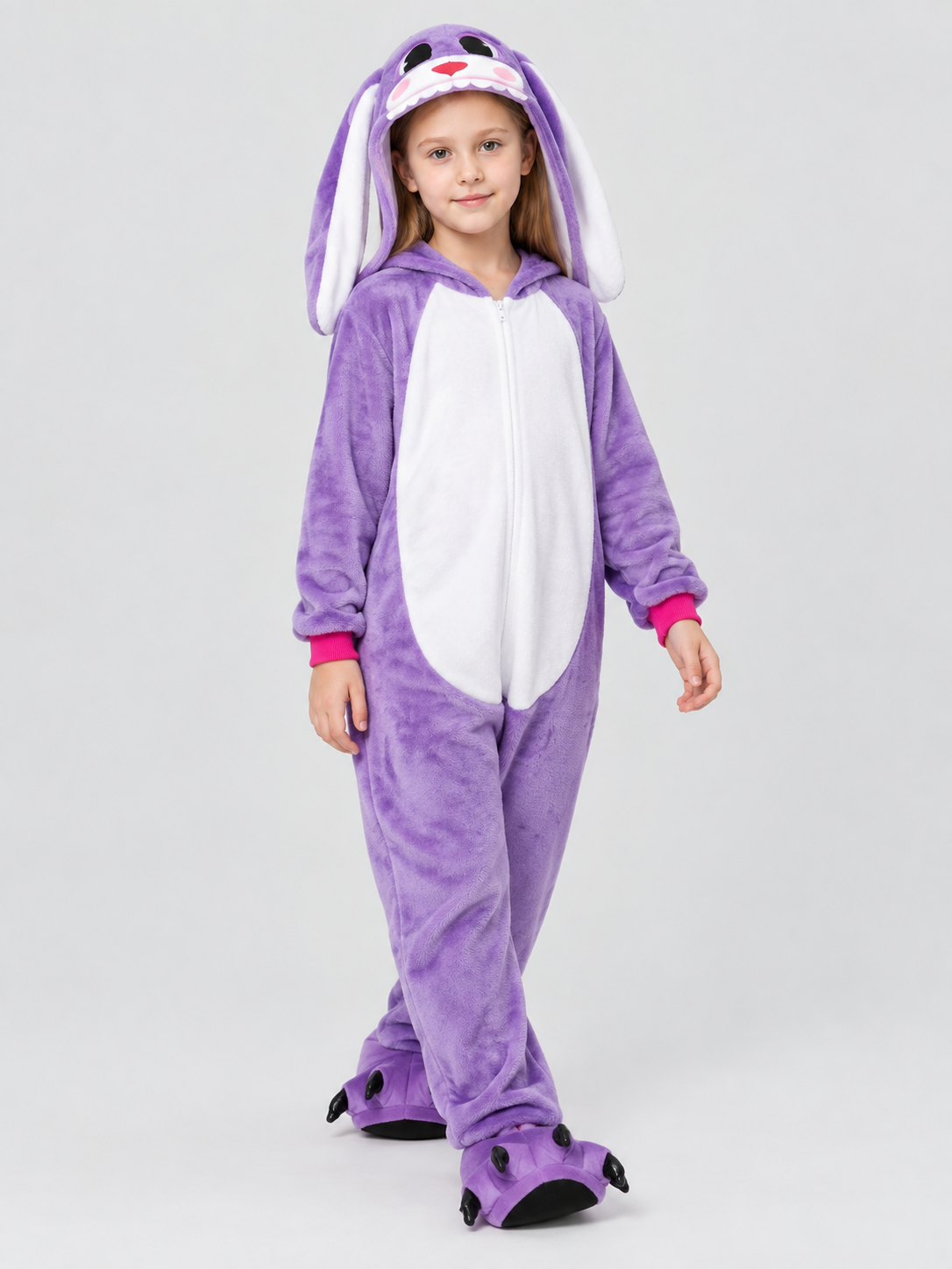 Kids' Purple Hooded One-Piece Pajama