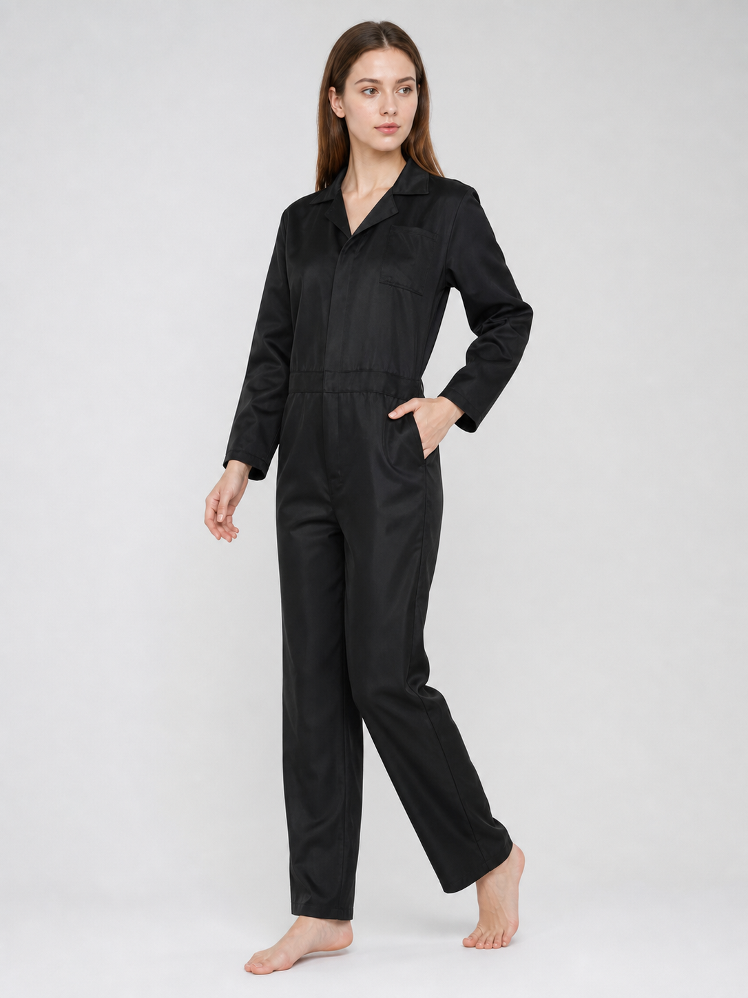Miles Black Long-Sleeve Jumpsuit