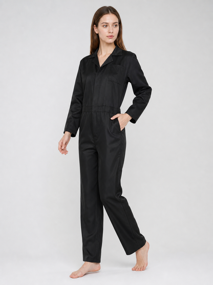 Miles Black Long-Sleeve Jumpsuit