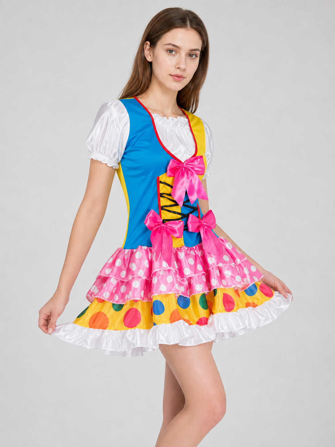 Clown Costume Dress with Ruffles and Bows