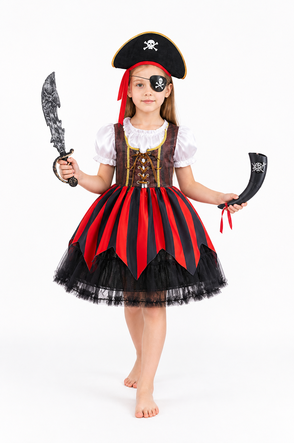 Halloween Pirate Costume with Dress and Hat Costume Dresses detail 2