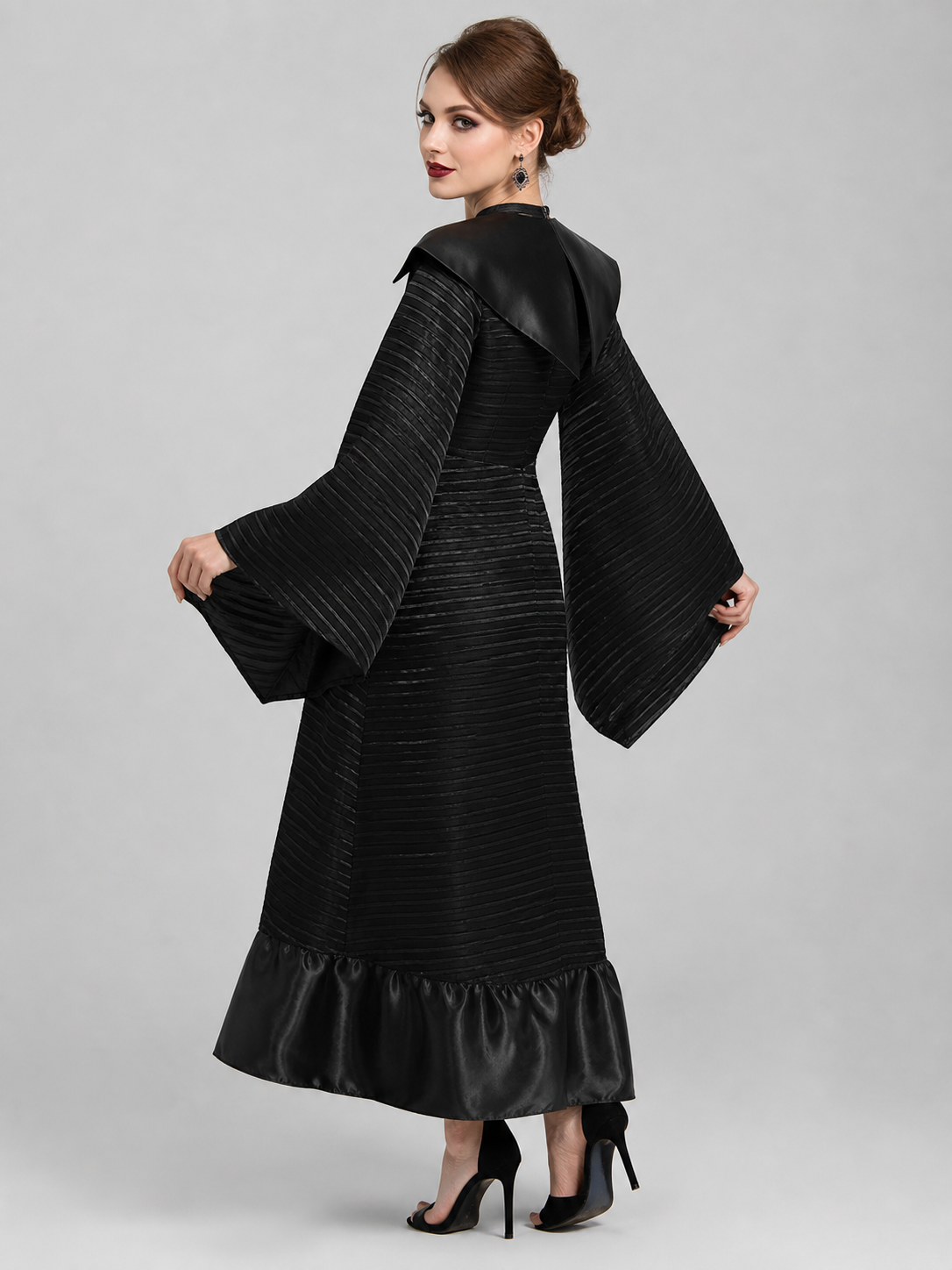 Gothic-Style Cosplay Costume: Dress, Hat, and Cane
