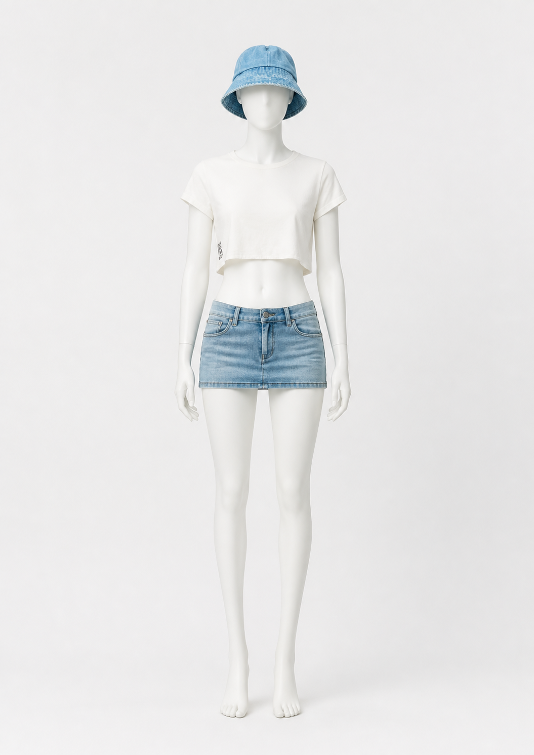 Clothing Set: Bucket Hat, Cropped Top, and Skirt Costume Headwear detail