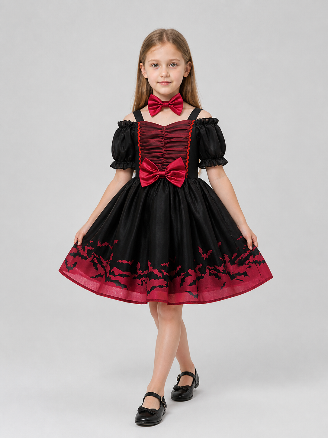 Princess Dress with Bats, Red and Black Costume Dresses detail 2