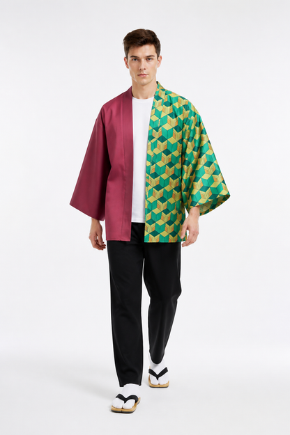 Long Kimono with a Geometric Pattern and Wide Sleeves product detail 2