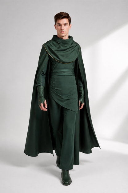 Dark Green Loki Costume with Cape for Cosplay Costume Capes detail 2