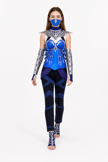 Kitana Mortal Kombat Cosplay Costume, Blue-Purple Costumes detail