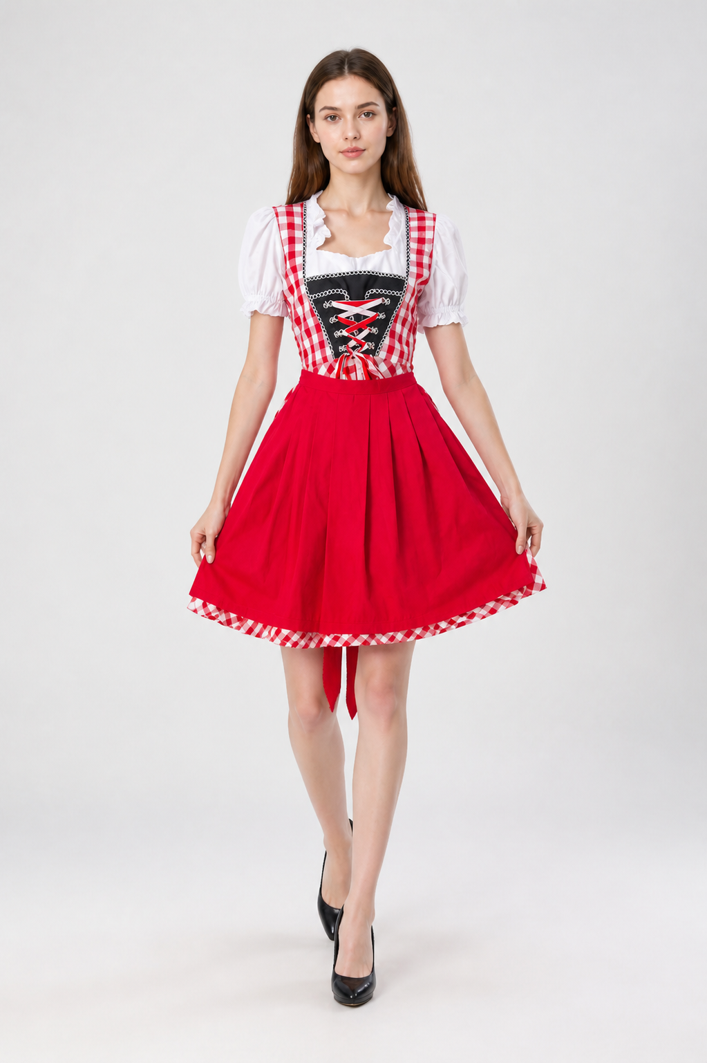 Red-and-White Plaid Carnival Costume