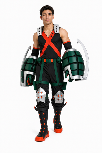 Anime cosplay costume with green bracers Costumes detail 2