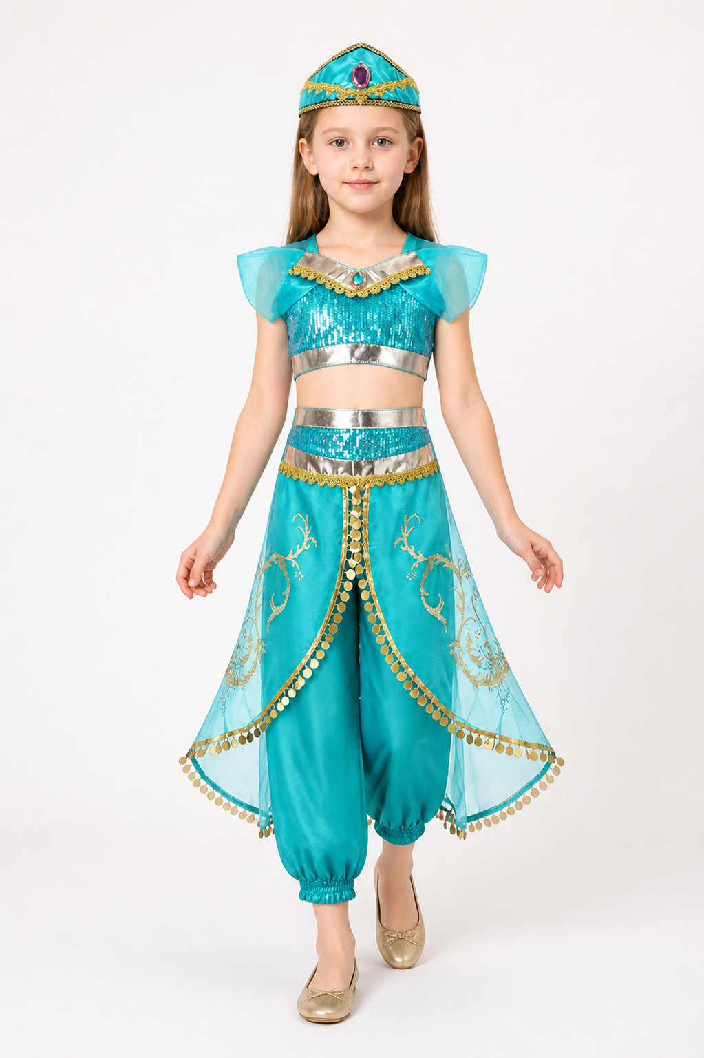 Princess Jasmine Costume with Harem Pants and Hat Costume Headwear detail 2