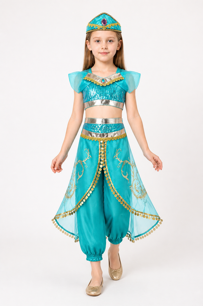Princess Jasmine Costume with Harem Pants and Hat Costume Headwear detail 2