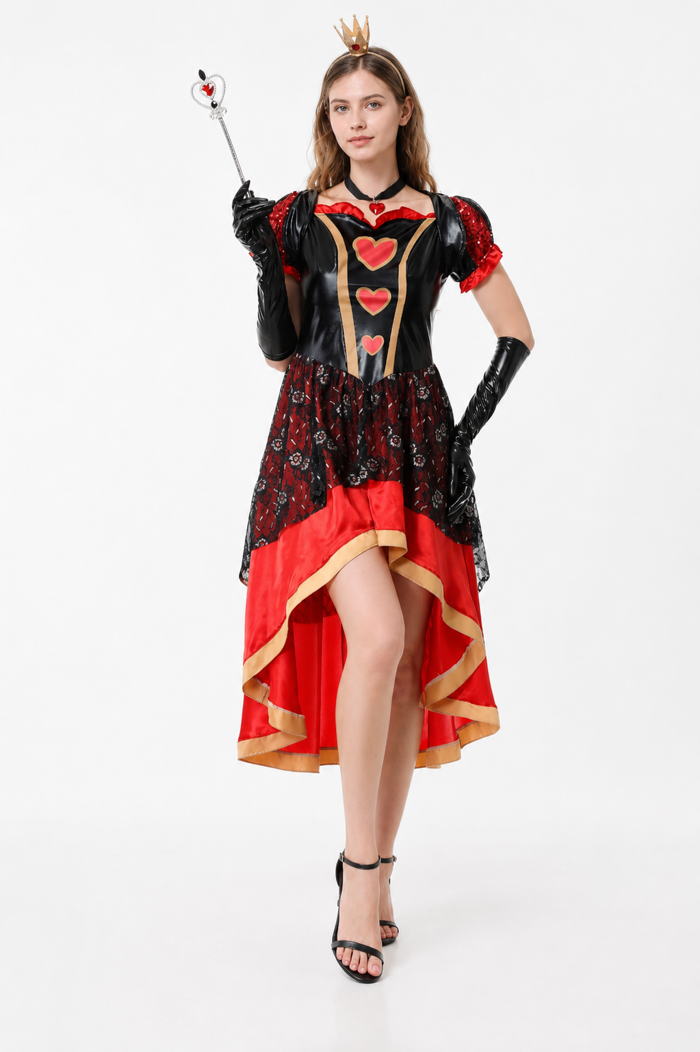 Red and Black Stage Dress with Gold Trim Costume Dresses detail 2