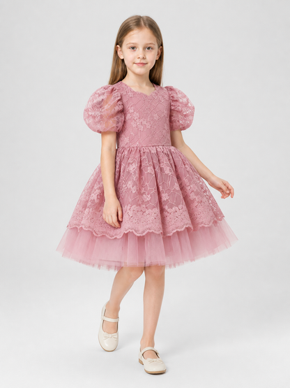 Girls’ Princess Dress with Full Skirt and Lace product detail 2