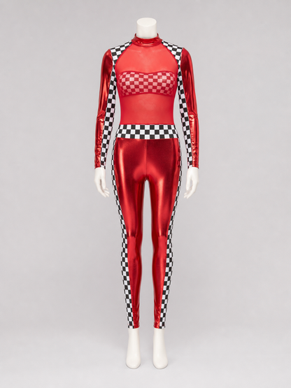 Two-Piece Stage Costume with Checkerboard Details
