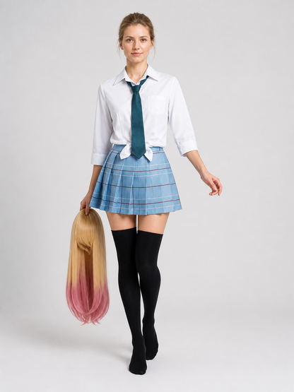 JK Cosplay Costume: Shirt, Skirt, Wig, and Knee-High Socks Costume Wigs detail 2