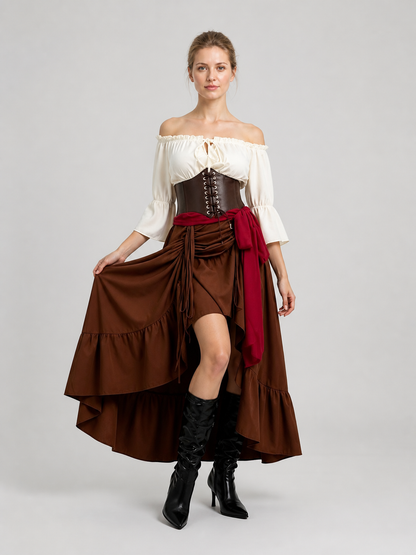 Long Pirate Skirt with Corset Waist and Ruffles Costumes detail 2