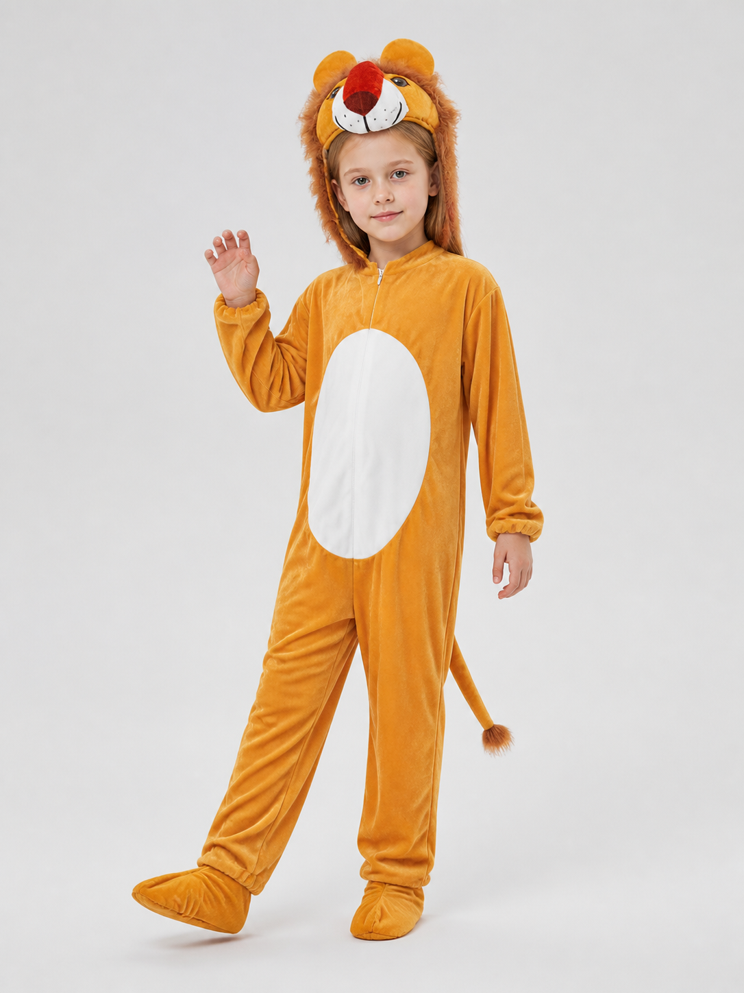 Lion Costume, Orange Hooded Jumpsuit Costumes detail 2
