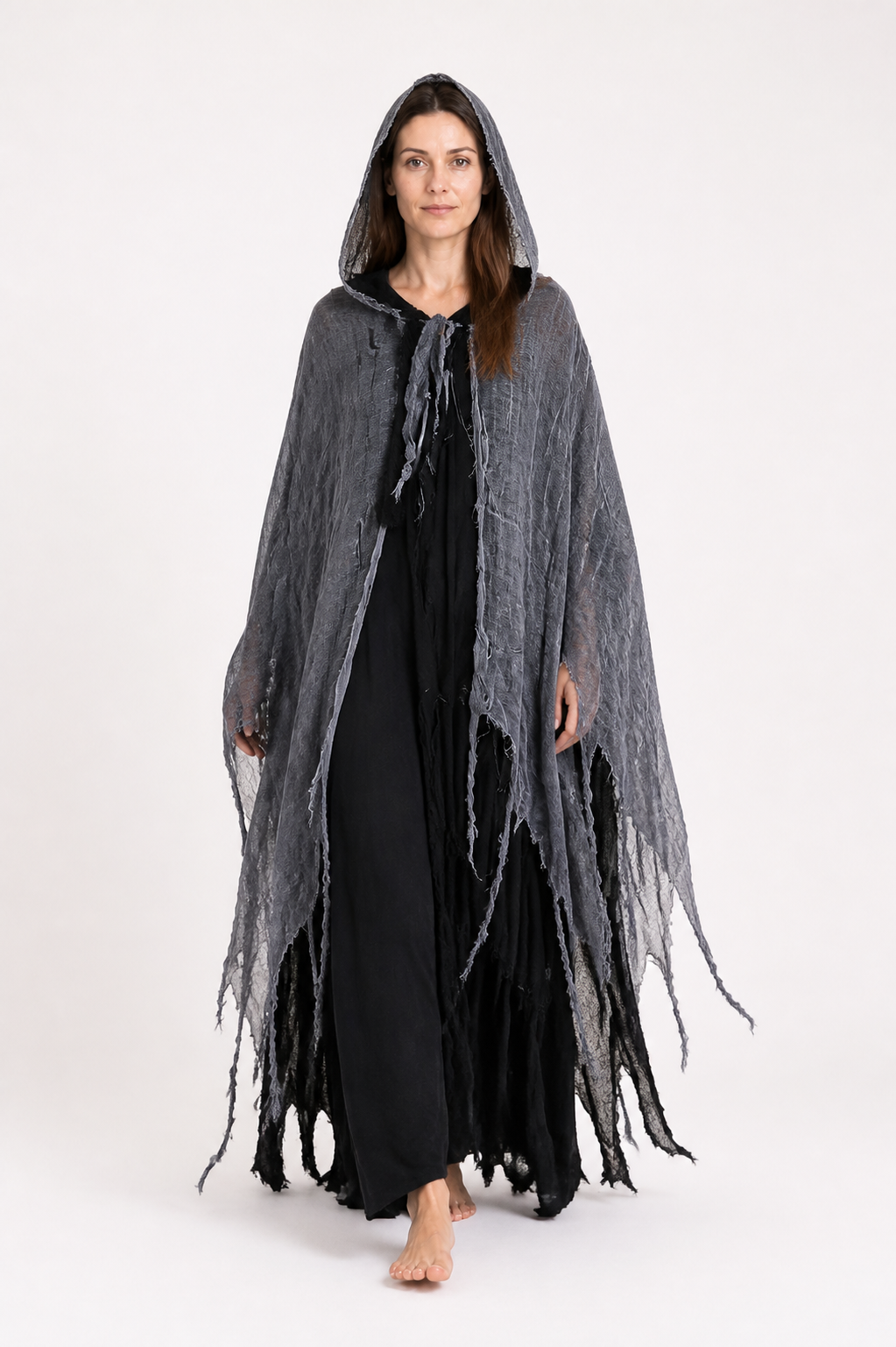 Long Ripped Hooded Cloak for Halloween Costume Capes detail 2