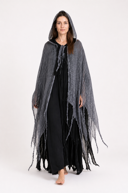 Long Ripped Hooded Cloak for Halloween Costume Capes detail 2