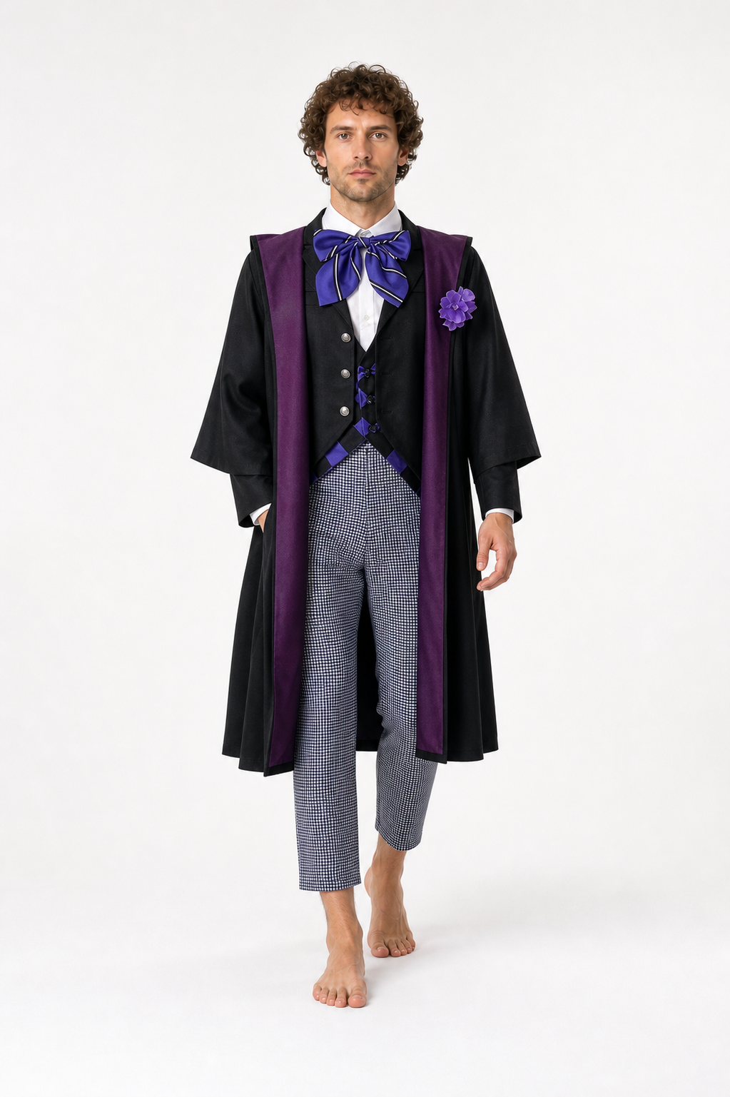 Layered Three-Piece Suit with Vest and Bow Tie Costume Accessories detail 2