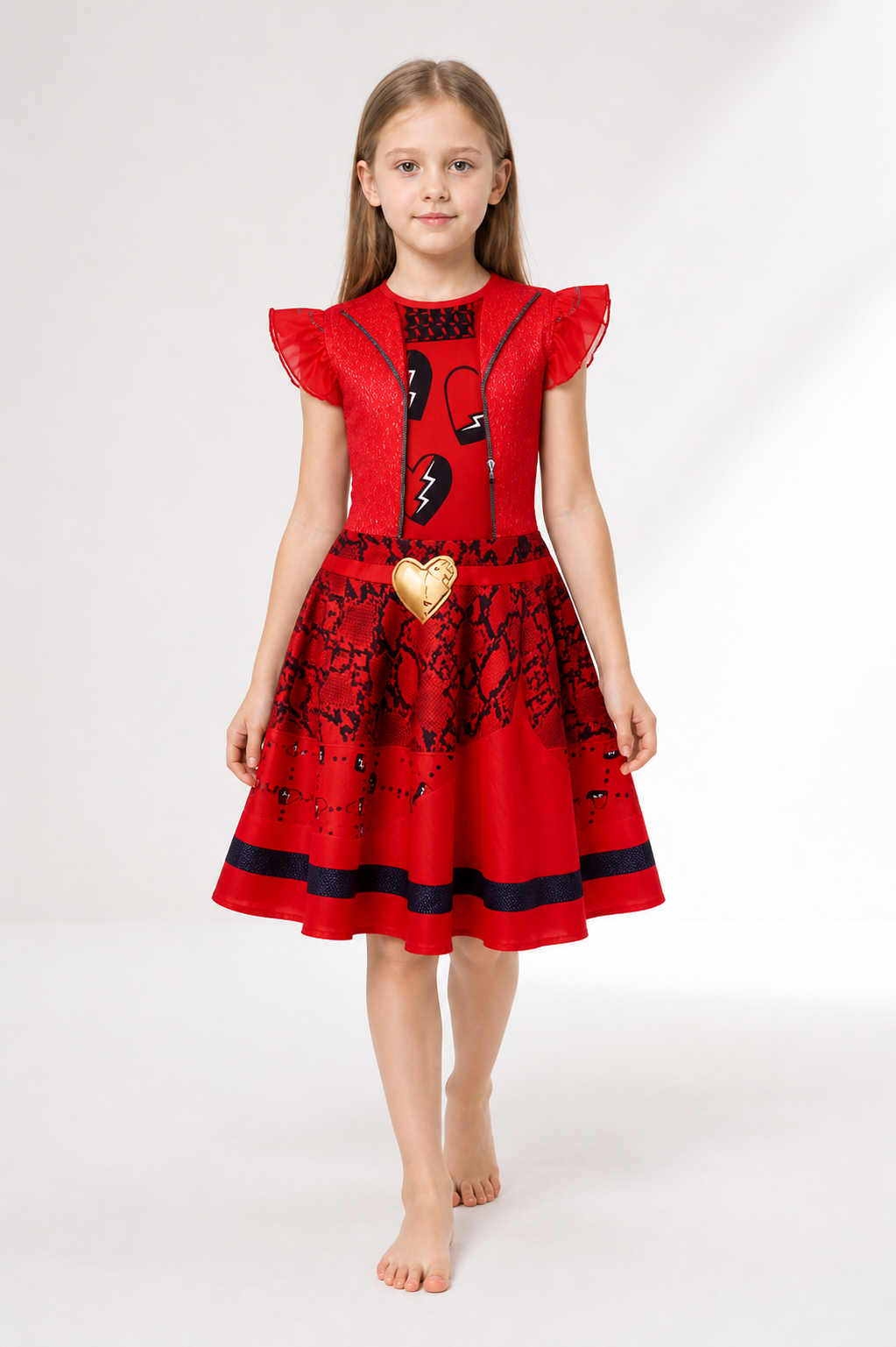 Children's Red Queen Costume Dress for Halloween Costume Dresses detail