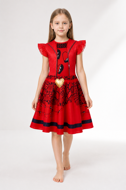 Children's Red Queen Costume Dress for Halloween Costume Dresses detail