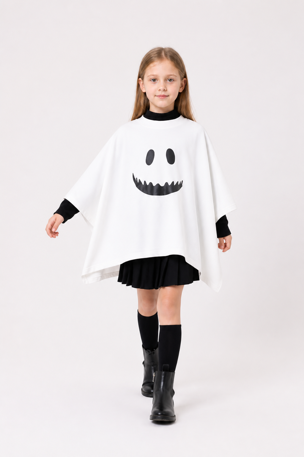 Children's Ghost Cape with Black Print for Halloween Costume Capes detail 2