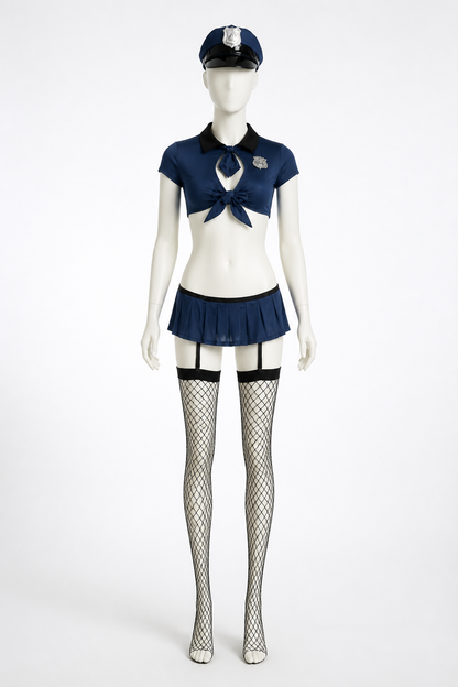 Police Costume with Crop Top and Pleated Skirt Costumes detail 2