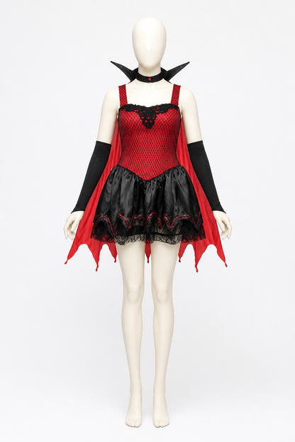 Vampire-Style Dress with Cape and Lace Costume Dresses detail 2