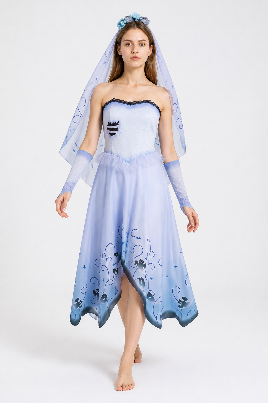 Zombie Cosplay Dress with Veil and Stars for Halloween Costume Dresses detail 2