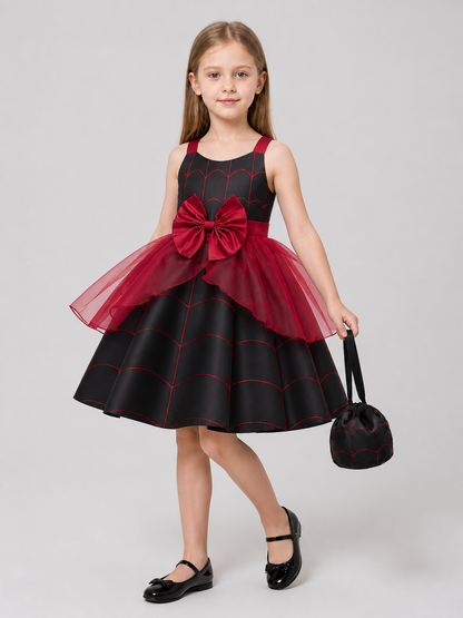 Halloween Dress with Spiderweb Pattern, Bow, and Purse Costume Dresses detail 2
