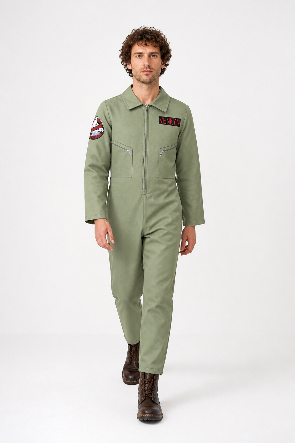 Light Green Jumpsuit with Zipper and Pockets product detail 2