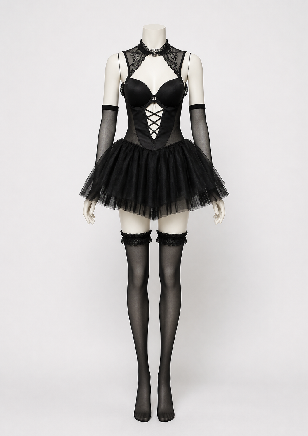 Black Demon Costume with a Full Skirt for Halloween Costumes detail 2