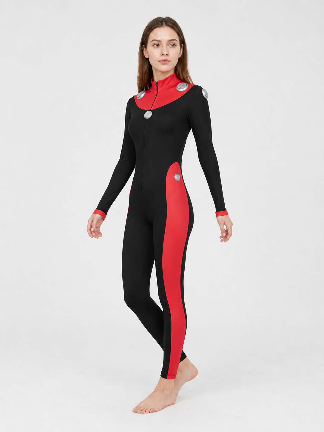 Scott Duval Cosplay Costume, Black and Red Jumpsuit
