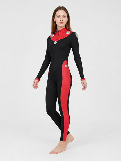 Scott Duval Cosplay Costume, Black and Red Jumpsuit
