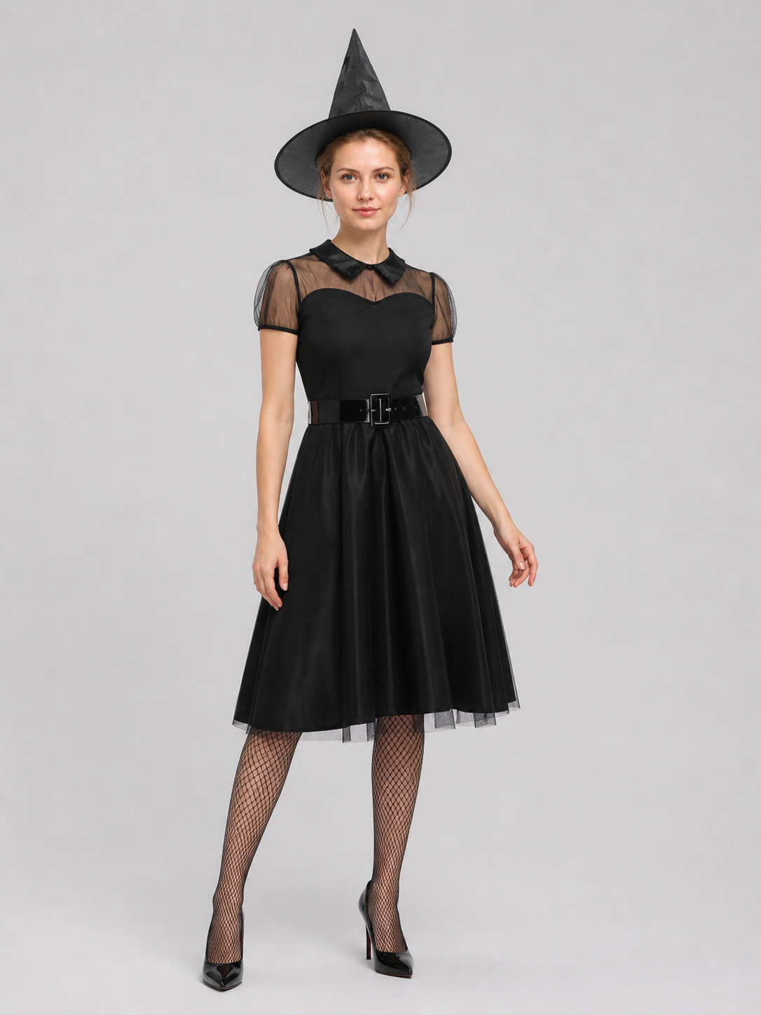 Halloween Witch Costume, Black Dress, Hat, and Belt Costume Dresses detail 2