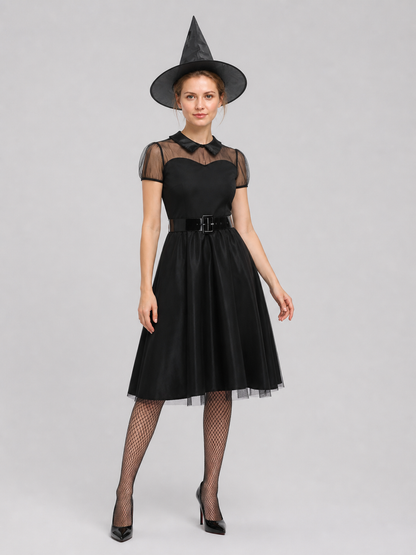 Halloween Witch Costume, Black Dress, Hat, and Belt Costume Dresses detail 2