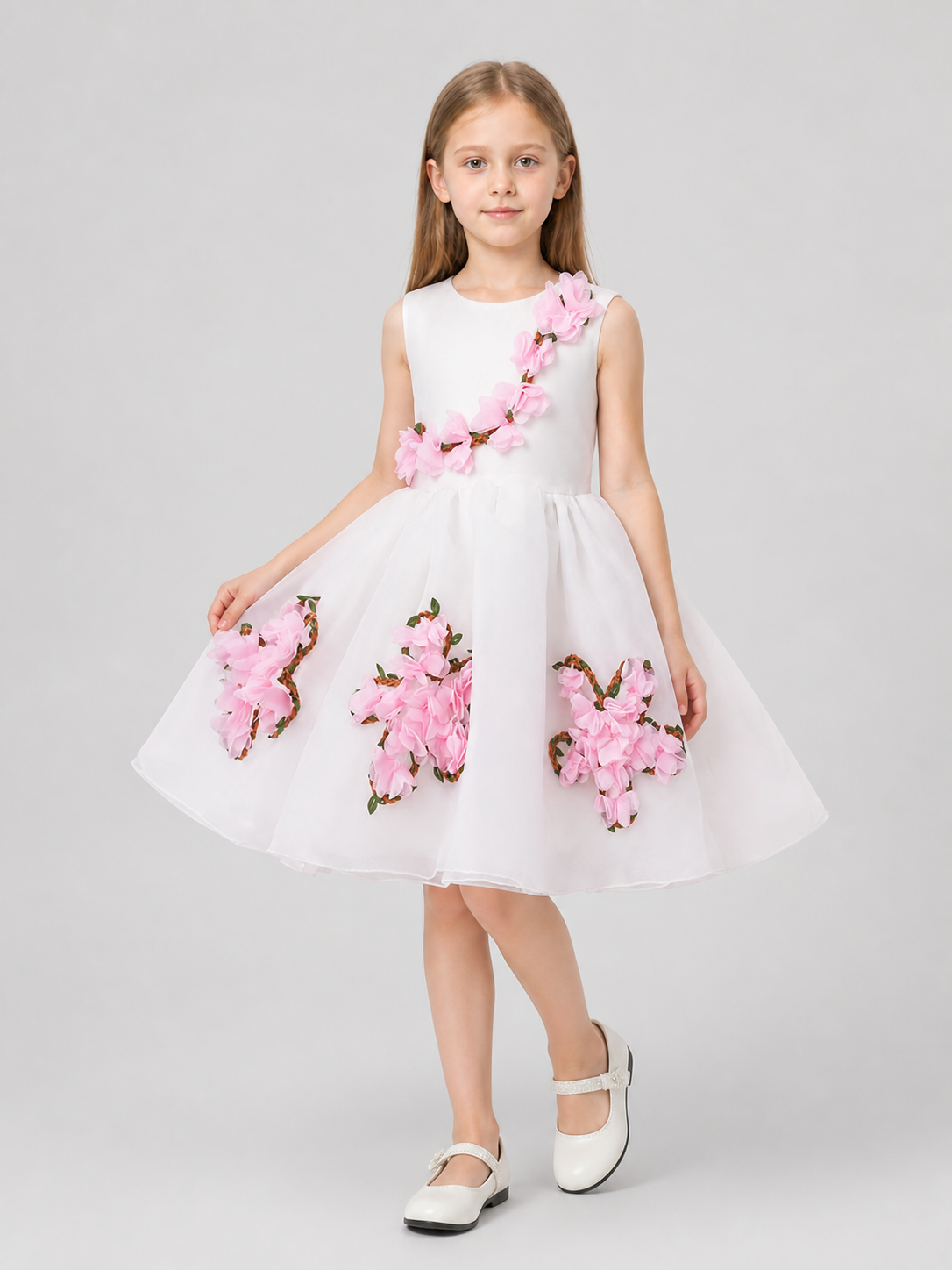 Children's organza dress with a full skirt and flowers Costume Dresses detail 2
