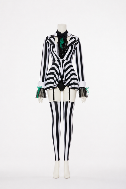 Striped Clown Costume with Skirt for Halloween Costumes detail 2