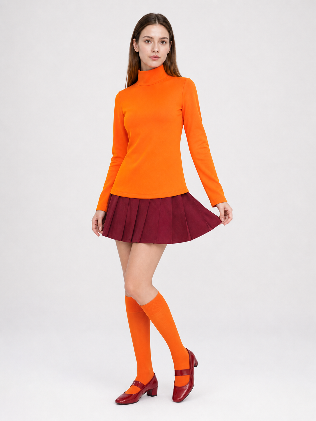 Velma Cosplay Costume: Top and Skirt