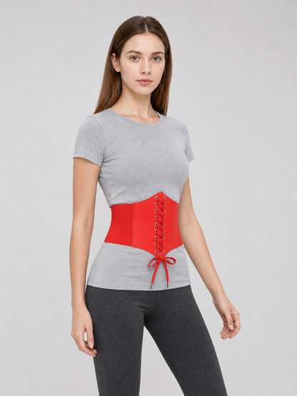 Red Lace-Up Corset Belt for Dresses and Outfits