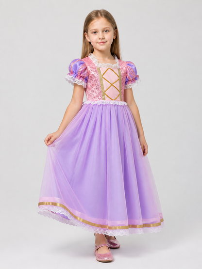 Girls' Purple Princess Dress with Sequins and Lace Costume Dresses detail 2