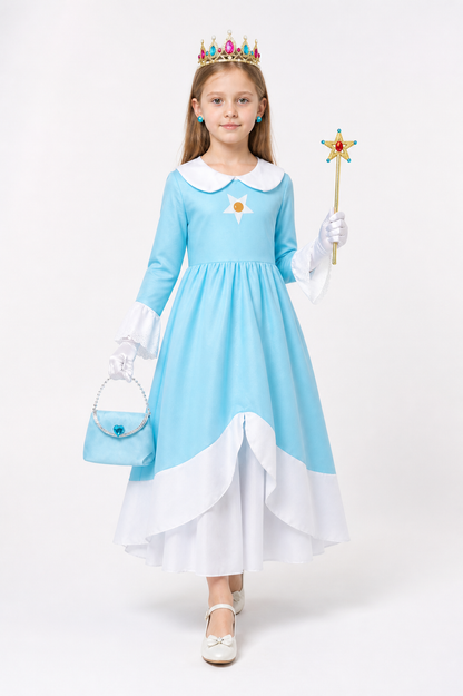 Blue Carnival Costume with Crown and Magic Wand Costume Headwear detail 2