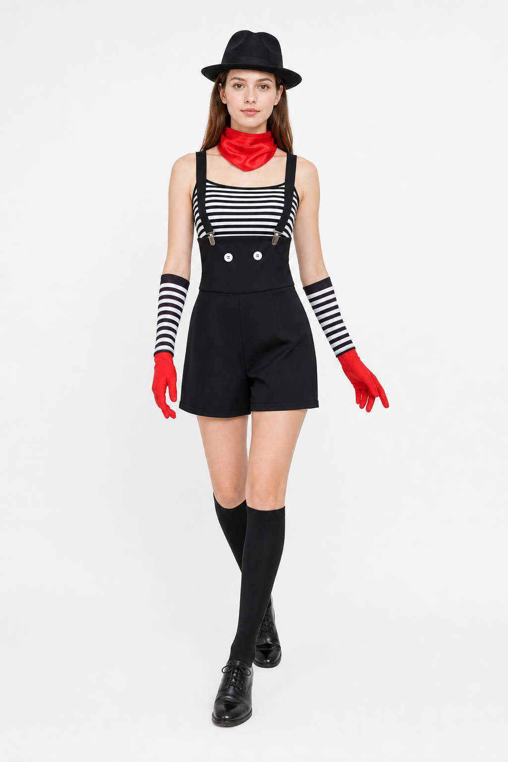 Striped Cosplay Costume with Suspenders for Festivals Costumes detail 2